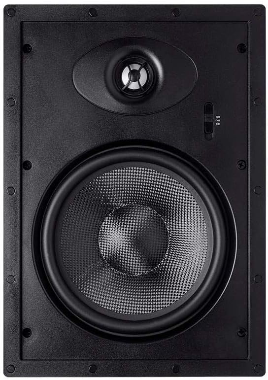 Monoprice 2-Way Carbon Fiber In-Wall Speakers - 8 Inch (Pair) With Paintable Magnetic Grille - Alpha Series,BLACK