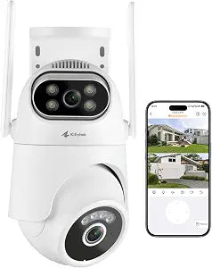 Kittyhok Home Security Camera System Wireless, Dual Lens 2K Outdoor Cameras