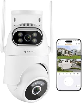 Kittyhok Home Security Camera System Wireless, Dual Lens 2K Outdoor Cameras