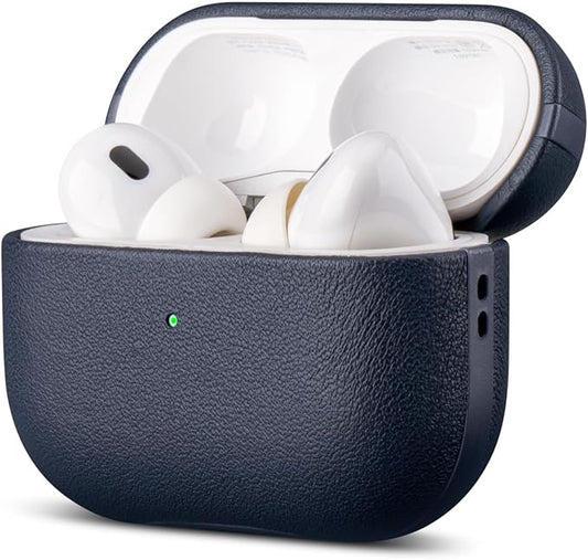 LOPIE Leather Case for AirPods Pro 2 - Handmade AirPods Pro 2nd Generation Case Cover with Lanyard - Made of Full Grain Leather - Drop Protection Hard Shell Cover - Wireless Charging Compatible - Blue