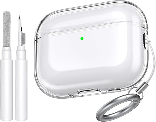 AhaStyle Clear Airpods Pro 3 Case Cover 2025 [Anti-Yellowing] Soft TPU Protective Skin for Apple AirPods Pro 3rd Generation Case with Cleaner Kit Support USB-C Charging Case and Wireless Charging