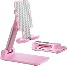 Phone Stand for Desk, Cell Phone Holder Cute Smart Cellphone Stand Foldable Stands Compatible with Under 8" Devices, Office Accessories, Sakura Pink - Image 1