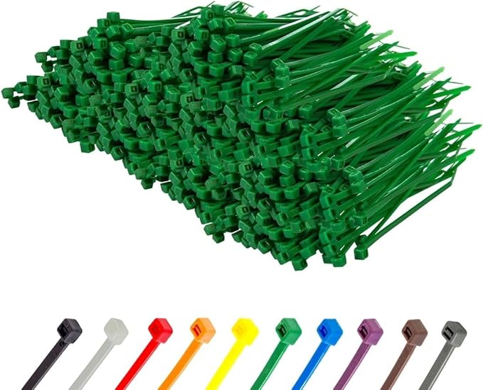 GTSE 6 Inch Green Zip Ties, 1,000 Bulk Pack, 40lb Strength, UV Resistant Strong Nylon Cable Ties, Self-Locking 6" Tie Wraps