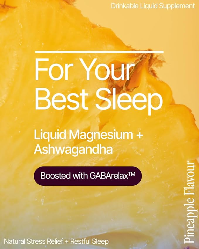 BeMe Magnesium Drink for Sleep - Melatonin-Free Magnesium for Sleep with Ashwagandha, L-Theanine & GABA - Fast-Absorbing Calm Pineapple - 15 Sachets