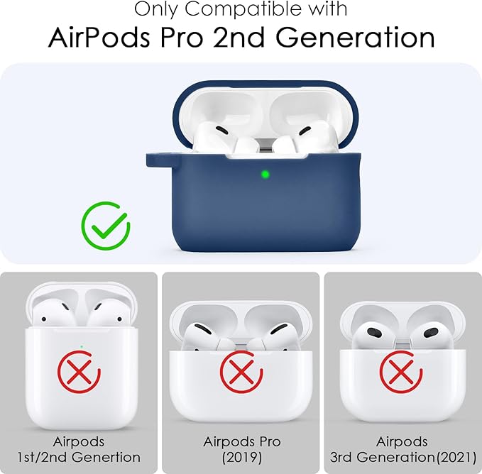 Case for Airpods Pro 1st 2nd Generation - VISOOM Airpods Pro 1/2 Cases Cover Women Silicone iPod Pro 2 Earbuds Wireless Charging Case Girl Bling Keychain for Apple Airpod Gen Pro 2