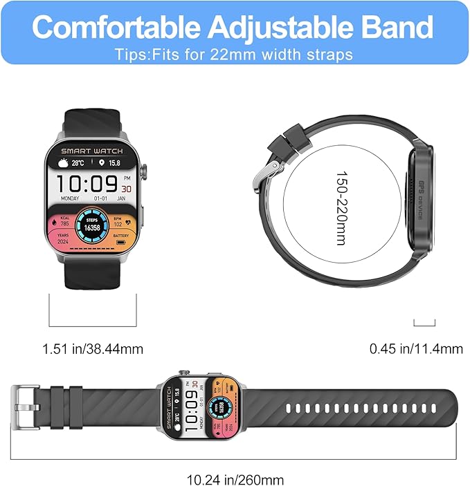 Smart Watch for Men Women (Answer/Make Calls), with Built-in GPS, 2.1" HD Screen, Heart Rate/Sleep Monitor,110+ Sport Modes, Fitness Tracker, Compatible with Android & iPhone