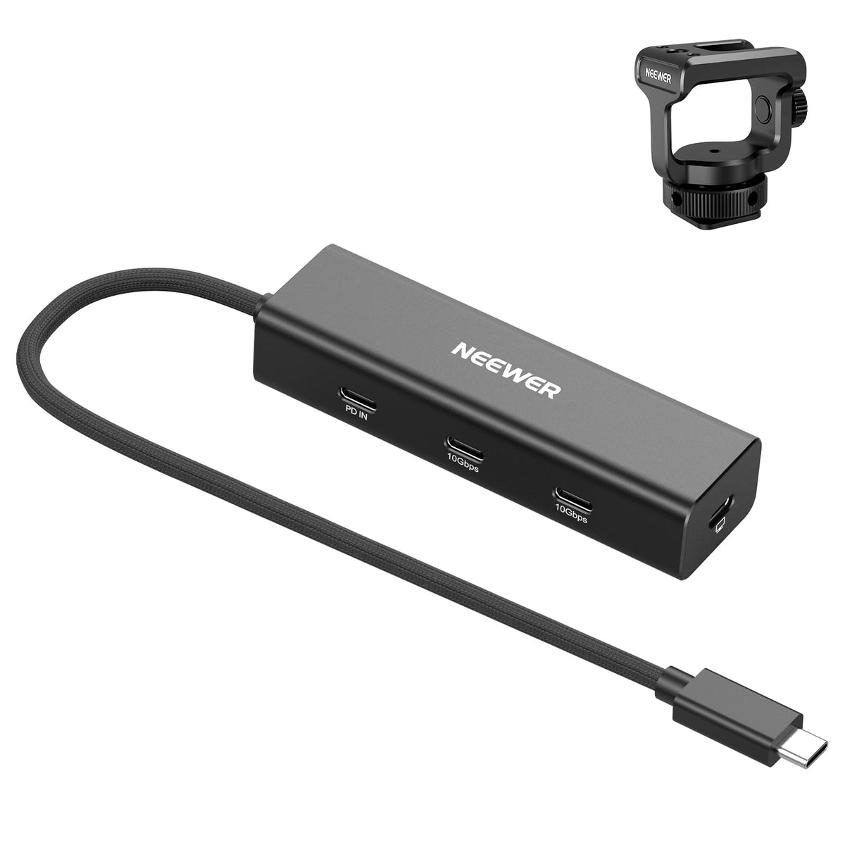 NEEWER 4 in 1 USB C Hub Dock Dongle Extender with Cold Shoe Mount, PS030E