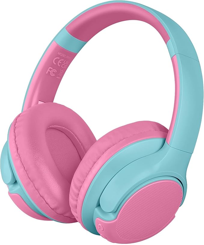 ZIHNIC Kids Bluetooth Headphones, 40Hrs Play time, Kids Wireless Headphones Over Ear with 85dB/94dB Volume Limited - Pink