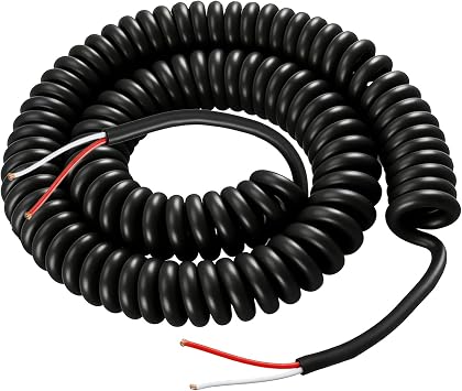 Coil Cord 2 Wire | Retractable Spring Coiled Extension Cord 3 Ft to 15 Ft