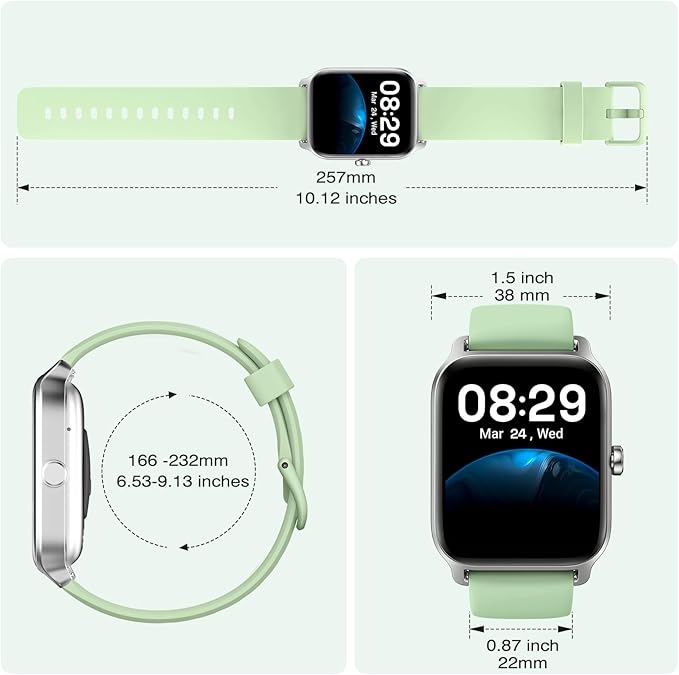 Fitpolo Smart Watch for Men Women Android, Alexa Built-in [1.8" HD Screen] IP68 Waterproof Fitness Watch Bluetooth Call for Android & iPhone with Heart Rate/Sleep/SpO2 Monitor - Green