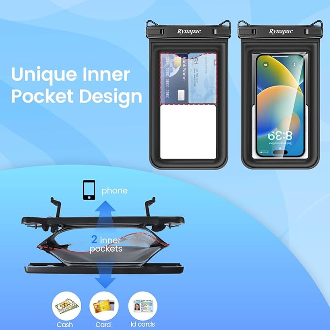 [Up to 8.5"] Floating Waterproof Phone Pouch, 2Pack Waterproof Phone Case with Lanyard for iPhone 17 16 15 14 Pro Max, Galaxy S25 S24 Ultra, IPX8 Cellphone Dry Bag, Beach Essentials Travel Must Haves