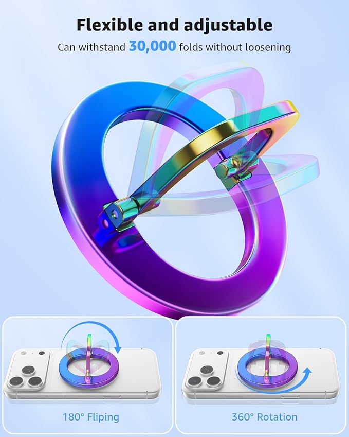 SUPERONE for MagSafe Phone Grip, Stylish Cool Magnetic Ring Holder with Adjustable Stand, Removable MagSafe Accessories Only for iPhone 12/13/14/15/16/17 Series & Fits Magnetic Case - Colorful