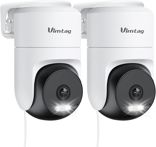 VIMTAG 2.5K 4MP Outdoor Security Camera, Pan/Tilt WiFi Home CCTV Camera, 360° View & Motion Tracking, Color Night Vision, 2-Way Audio, AI Detection Alarm, IP66, Cloud & SD Card Storage, Works w/Alexa