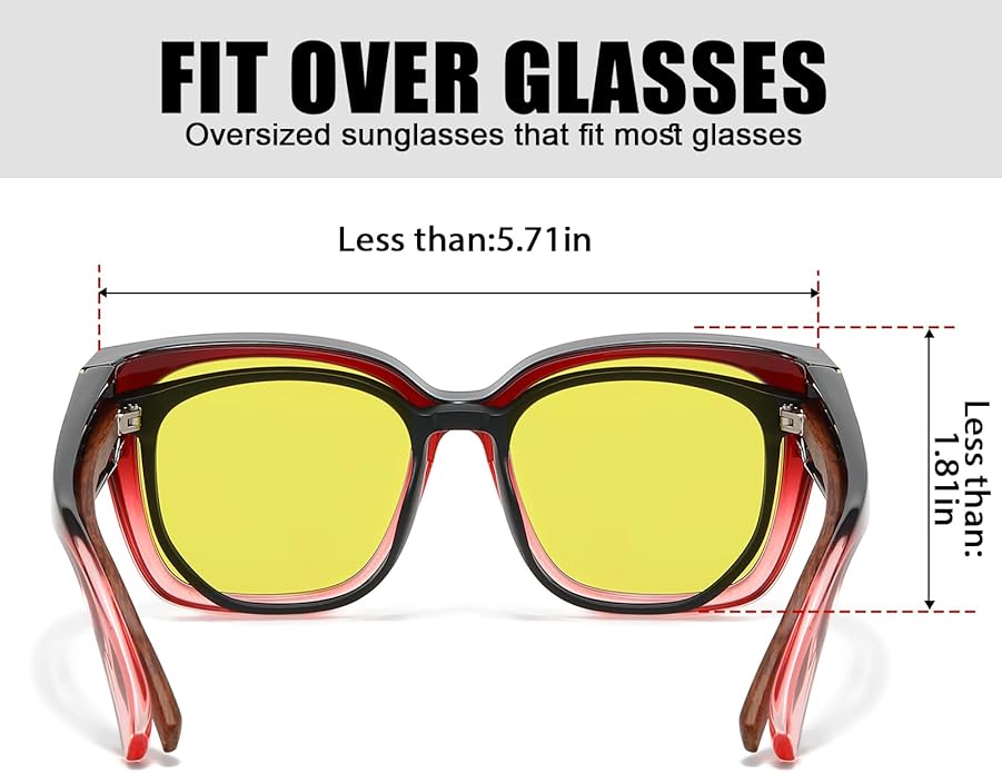 LVIOE 2 Pack Polarized Fit Over Sunglasses for Women Men Oversized Square Over Glasses Sunglasses with UV Protection LS7511