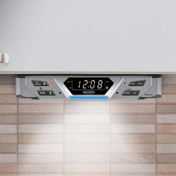 Jensen® Under Cabinet Bluetooth Music System with Alexa Far-Field and Tap to Talk