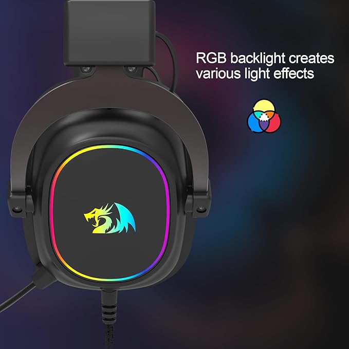 Redragon H510 AK RGB Wired Gaming Headset - 7.1 Surround Sound - 53MM Audio Drivers in Memory Foam Ear Pads w/Replaceable Shell- Multi Platforms Headphone - USB Powered for PC/PS4/NS
