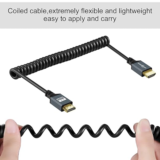 Twozoh HDMI to HDMI Coiled Cable, Support 3D,4K UHD, 1080p, HDMI 2.0a 2.0b 2.0 1.4a (Extend up to 1.5M/5FT)