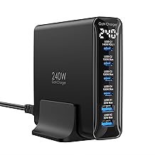TOPADRE 240W USB C Charger with Display,6 Ports Charging Station - Image 1