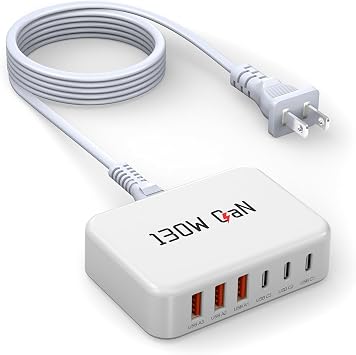 130W USB C Charger Block GaN 6 Port Fast USB C Charging Station for iPhone