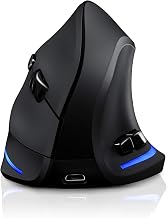 TRELC Ergonomic Mouse, 2.4G Wireless Vertical Optical Mouse with Adjustable Sensitivity (1000/1600/2400 DPI), 6 Buttons for PC, Desktop, Laptop, Notebook (Black) - Image 1