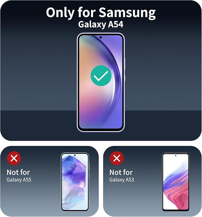 Privacy Screen Protector for Samsung Galaxy A54, Anti-Spy Tempered Glass, Double Shatterproof 9H Hardness, Dark Privacy Protection, Anti-Scratch Impact Resistant Screen Cover for Daily Use - 3 Pack