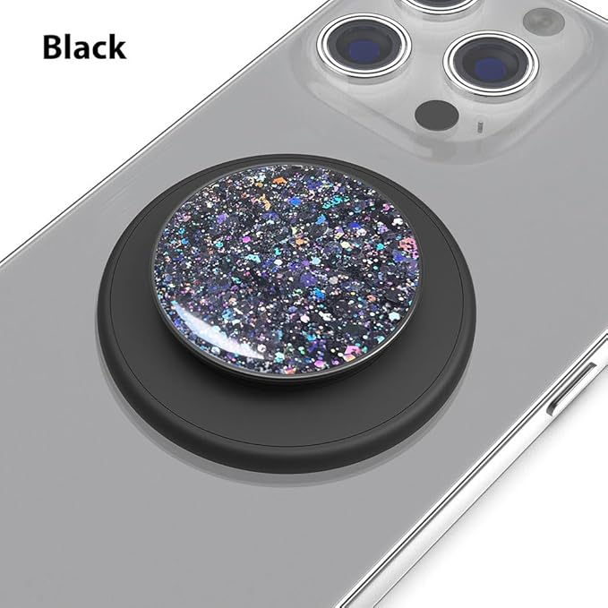 Magnetic Phone Grip Compatible with MagSafe, Magnetic Phone Ring Holder Finger Kickstand Wireless Charging Compatible, Adjustable Phone Rings Gripper Stand for MagSafe iPhone - Black Sparkle