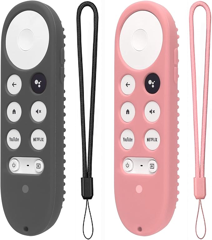 2 Pack Silicone Case for Chromecast with Google TV 2020 Voice Remote Protective Cover for 2020 Chromecast Voice Remote (Dark Gray+Pink)