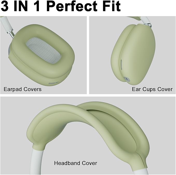 ATUAT for AirPods Max Headphones Case, Protective Silicone Case Cover Skin Accessories Anti-Scratch for Women Men for Apple AirPods Max 2024/2020 (USB-C/Lightning), Army Green