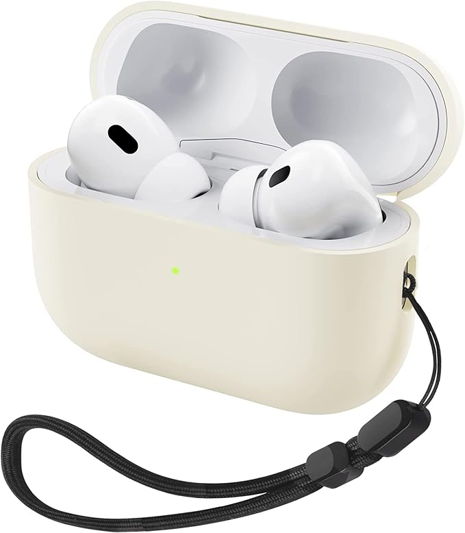Liquid Silicone Case for AirPods Pro 2(2023/2022), Triple Layer Hybrid Protective Hard Case Shockproof Cover Compatible with AirPods Pro 2nd Generation (Beige)