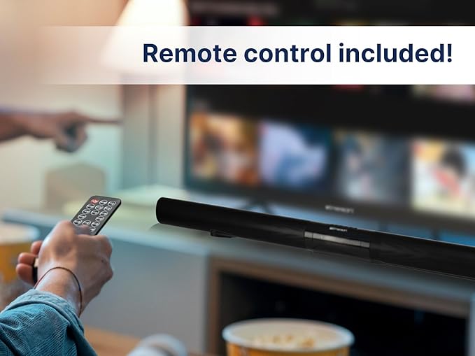 Emerson EHS-2004 42-Inch Bluetooth Soundbar with Built-in Subwoofer, 2.1 Channel Audio, USB/AUX Inputs, FM Radio, Wall Mountable, Remote Control, and Digital LED Display