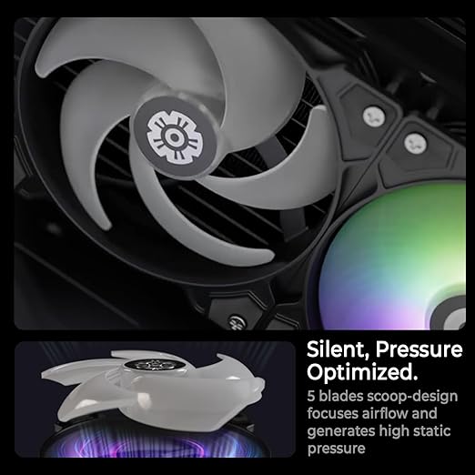 ENERMAX LIQMAXFLO 420mm A-RGB AIO CPU Liquid Cooler - High Performance Pump up to 3000RPM, 38mm Thick Radiator, 60mm VRM Fan, Pressure-Optimized Silent 140mm FDB PWM Fan, Intel LGA1700/AMD AM5 Ready
