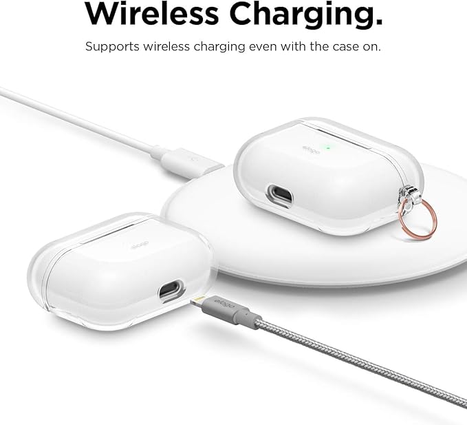 elago Compatible with AirPods Pro Case Clear - High Rating, TPU Transparent Shockproof, Protective Case Cover with Keychain, Gel Tape Included, Wireless Charging [Transparent]
