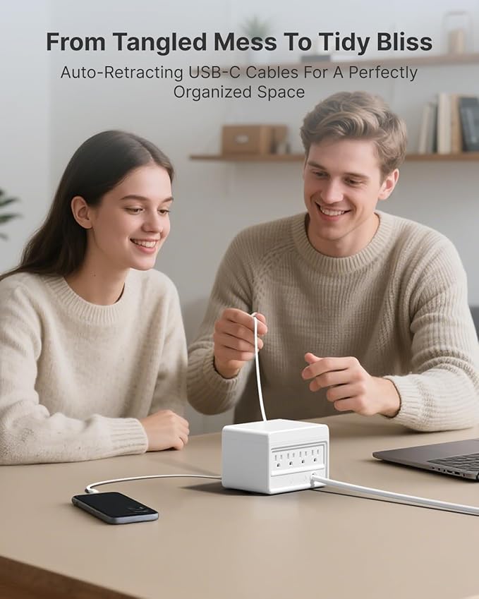Gitryin 1 DC, 1 Micro USB, 3 Type-C Retractable Wall Chargers and 8-in-1 Desktop Charging Station