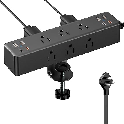 Desk Clamp Power Strip 10FT, Acozvin 40W Total Fast Charging Station