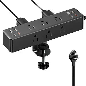 Desk Clamp Power Strip 10FT, Acozvin 40W Total Fast Charging Station