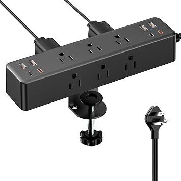 Desk Clamp Power Strip 10FT, Acozvin 40W Total Fast Charging Station