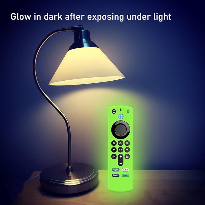 LEFXMOPHY 3-Pack Remote Case for TV 3rd Gen 2021 Glow in The Dark, Voice Remote Protective Silicone Cover Glow in Dark with Lanyard (Fluorescent Green/Pink/Blue)