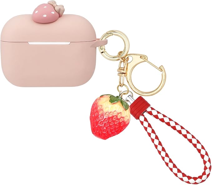 Wonhibo for Airpods Pro Case for Women Girls, Cute Kawaii Cover for Airpod Pro 2019 with Keychain (Strawberry)
