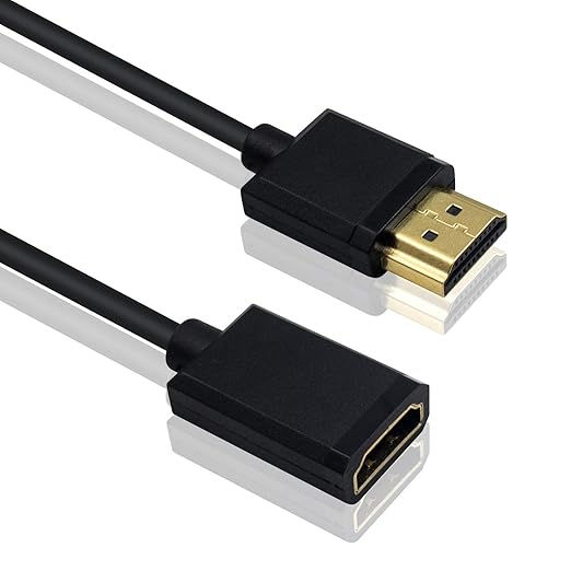 Duttek HDMI Extension Cable, 4K Short HDMI Cable, Extremely Thin HDMI Male to Female Cable Compatible for Nintendo Switch, Xbox One S 360, PS5, PS4, Roku TV Stick, Blu Ray Player, etc 30cm/12 Inch