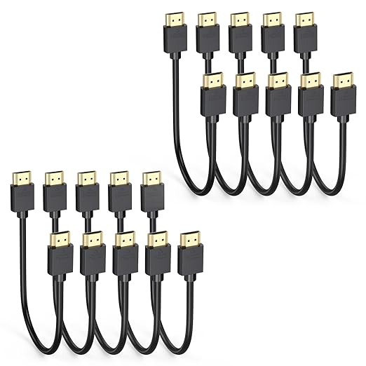 Short HDMI Cable 1FT 10-Pack, 4K HDMI to HDMI Cable 1FT Multi-pack,Slim HDMI 2.0 Cord 1 FT Flexible with 4K@60Hz,2K@165/144Hz,HDCP 2.2, HDR, ARC & CL3 Rated | for Camera, Laptop, Monitor, TV, Soundbar