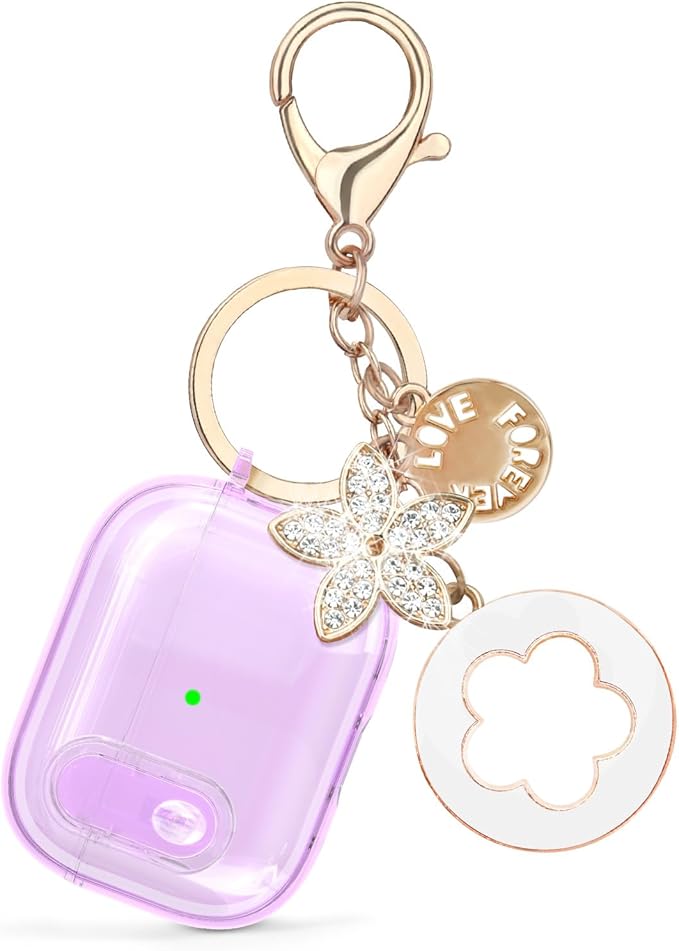 (with Lock) Clear Case Compatible for Cute Apple Airpods Pro 2 Cases Women, VISOOM TPU Transparency Air pods Pro 1st 2nd Generation Purpl Soft iPods Earbuds Case Bling Keychain for Airpod Pro2/1
