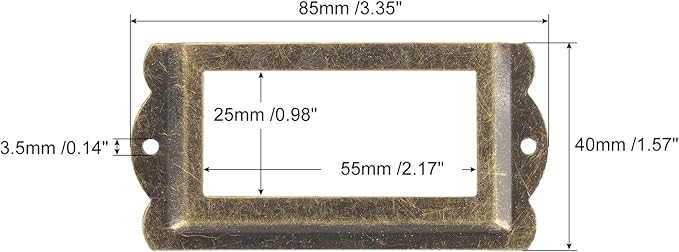 uxcell Metal Label Holders, 85x40mm 10pcs File Name Card Tag Label Holder Frame for Office Library Drawer Cabinet Shelves, Bronze Tone