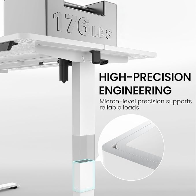 Veken 47.2 x 23.6 Inch Electric Standing Desk with Adjustable Height, Sit to Stand Computer Table for Study, Work or Gaming, Home Office Desk White