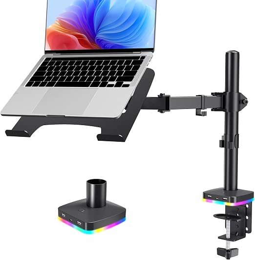 Afaloona RGB Convertible Laptop and Monitor Mount with USB Hub, Adjustable