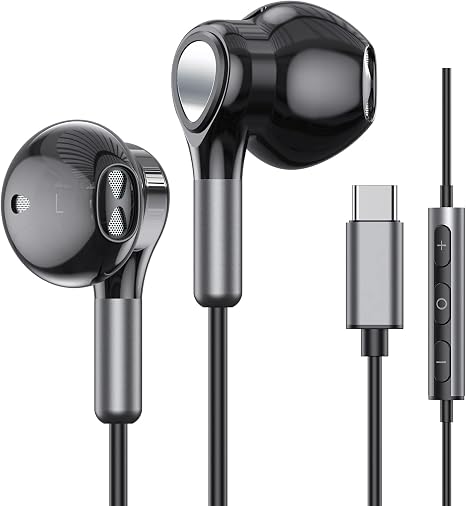 USB C Headphones for Samsung Galaxy S26 S25 S24 S23 S22 S21 S20 A56 A17 A16 Wired USB C Earbuds with Mic Volume Control Earphones USB Type C Headphones for iPhone 17 16 15 Pro Max Plus iPad 10 Pixel