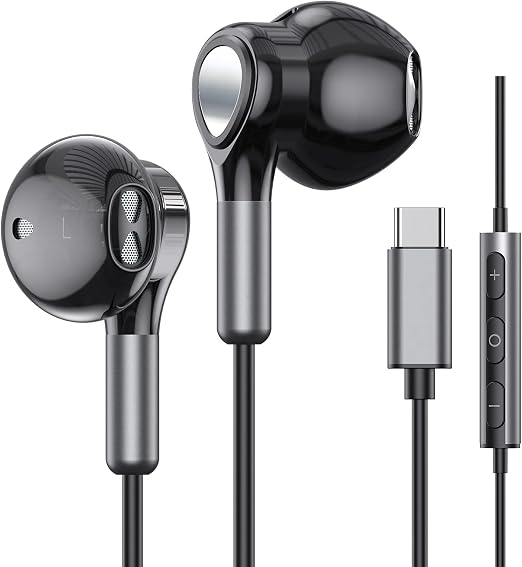 USB C Headphones for Samsung Galaxy S26 S25 S24 S23 S22 S21 S20 A56 A17 A16 Wired USB C Earbuds with Mic Volume Control Earphones USB Type C Headphones for iPhone 17 16 15 Pro Max Plus iPad 10 Pixel
