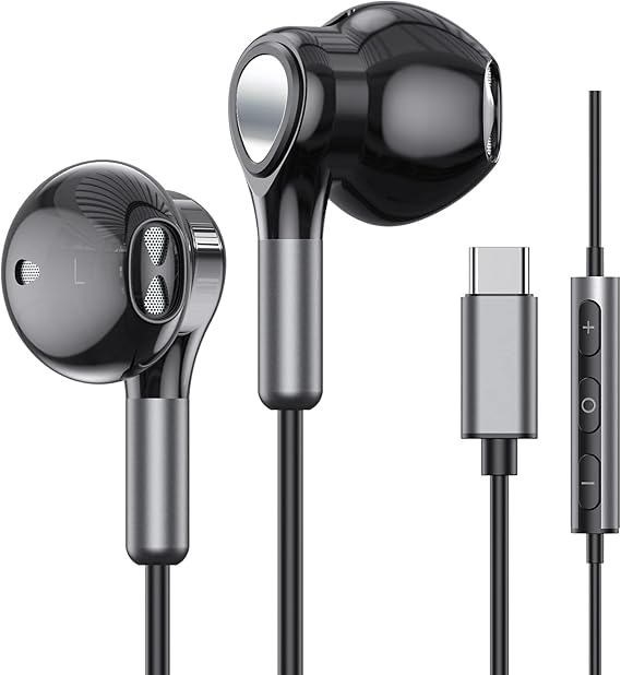 USB C Headphones for Samsung Galaxy S26 S25 S24 S23 S22 S21 S20 A56 A17 A16 Wired USB C Earbuds with Mic Volume Control Earphones USB Type C Headphones for iPhone 17 16 15 Pro Max Plus iPad 10 Pixel