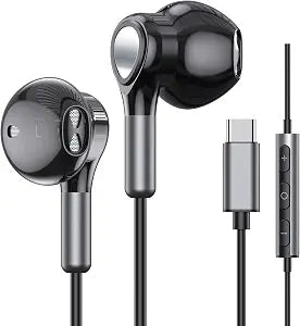 USB C Headphones for Samsung Galaxy S26 S25 S24 S23 S22 S21 S20 A56 A17 A16 Wired USB C Earbuds with Mic Volume Control Earphones USB Type C Headphones for iPhone 17 16 15 Pro Max Plus iPad 10 Pixel