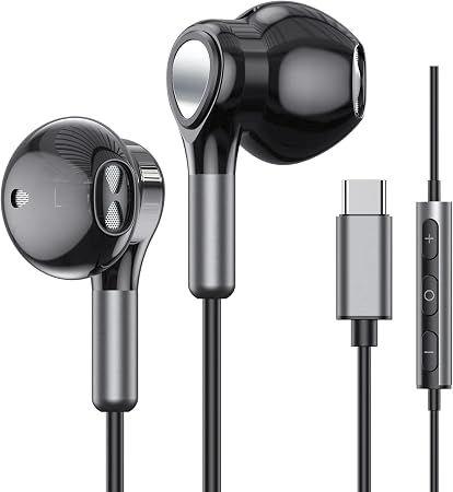 USB C Headphones for Samsung Galaxy S26 S25 S24 S23 S22 S21 S20 A56 A17 A16 Wired USB C Earbuds with Mic Volume Control Earphones USB Type C Headphones for iPhone 17 16 15 Pro Max Plus iPad 10 Pixel