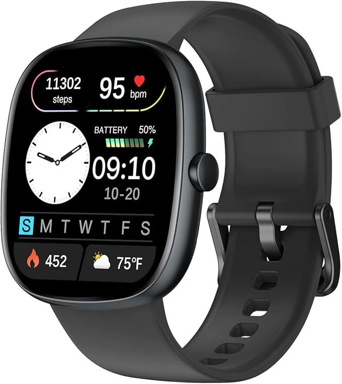 Fitness Trackers for Men Women with Bluetooth Call 24/7 Heart Rate & Blood Oxygen Monitor Sleep Tracker, Steps/Calories Counter Stopwatch/Timer/Alarm Clock, Pedometer for Walking Waterproof (Black)